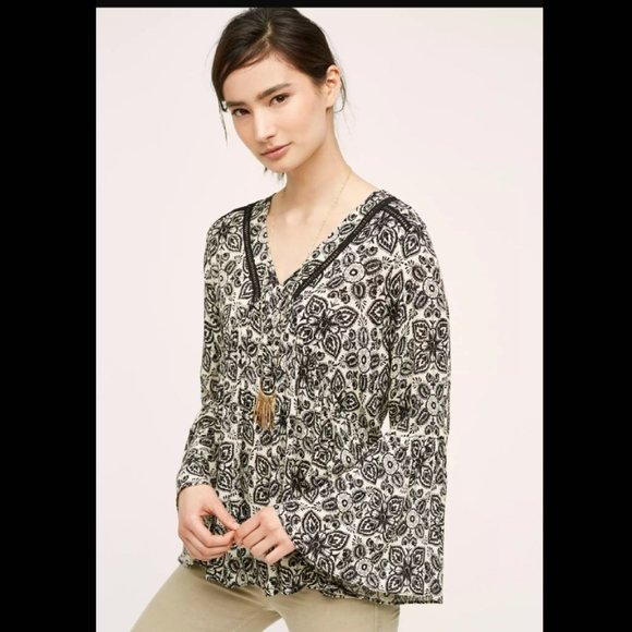 NWOT Anthropologie Eri+Ali Hervine Peasant Top - Picture 1 of 6
